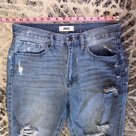 JBD 100% Cotton Mom Jeans Ripped Straight Leg High Waist Size 28 Women - Picture 5 of 12